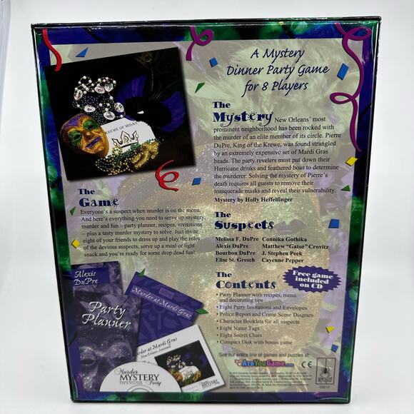 Murder Mystery Dinner Boxed Party Game Set - Murder at Mardis Gras, 8 Players - Picture 3 of 6